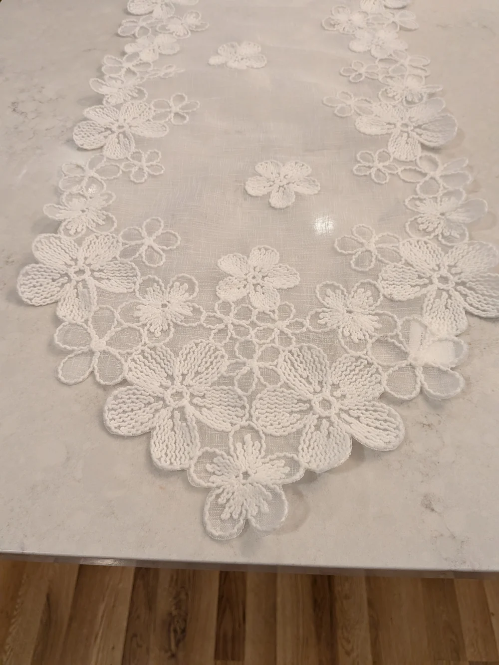 White Floral Lace Table Runner  70